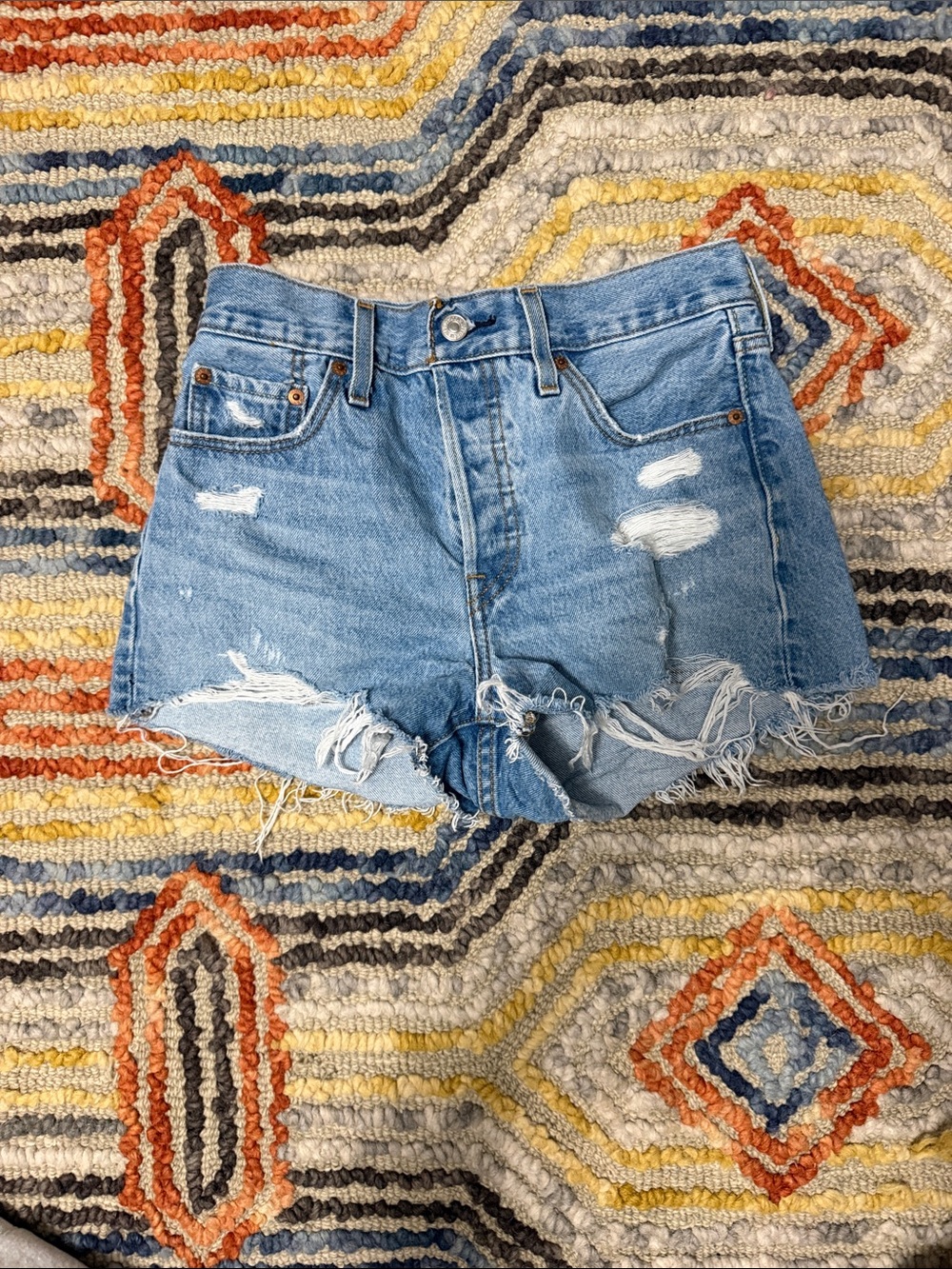 Levi’s Women's Light Blue Distressed Denim Cutoff Shorts